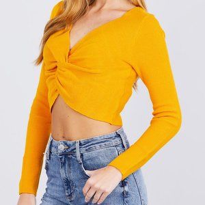 CROP KNOT FRONT SWEATER TOP *NEW FASHION* SMALL